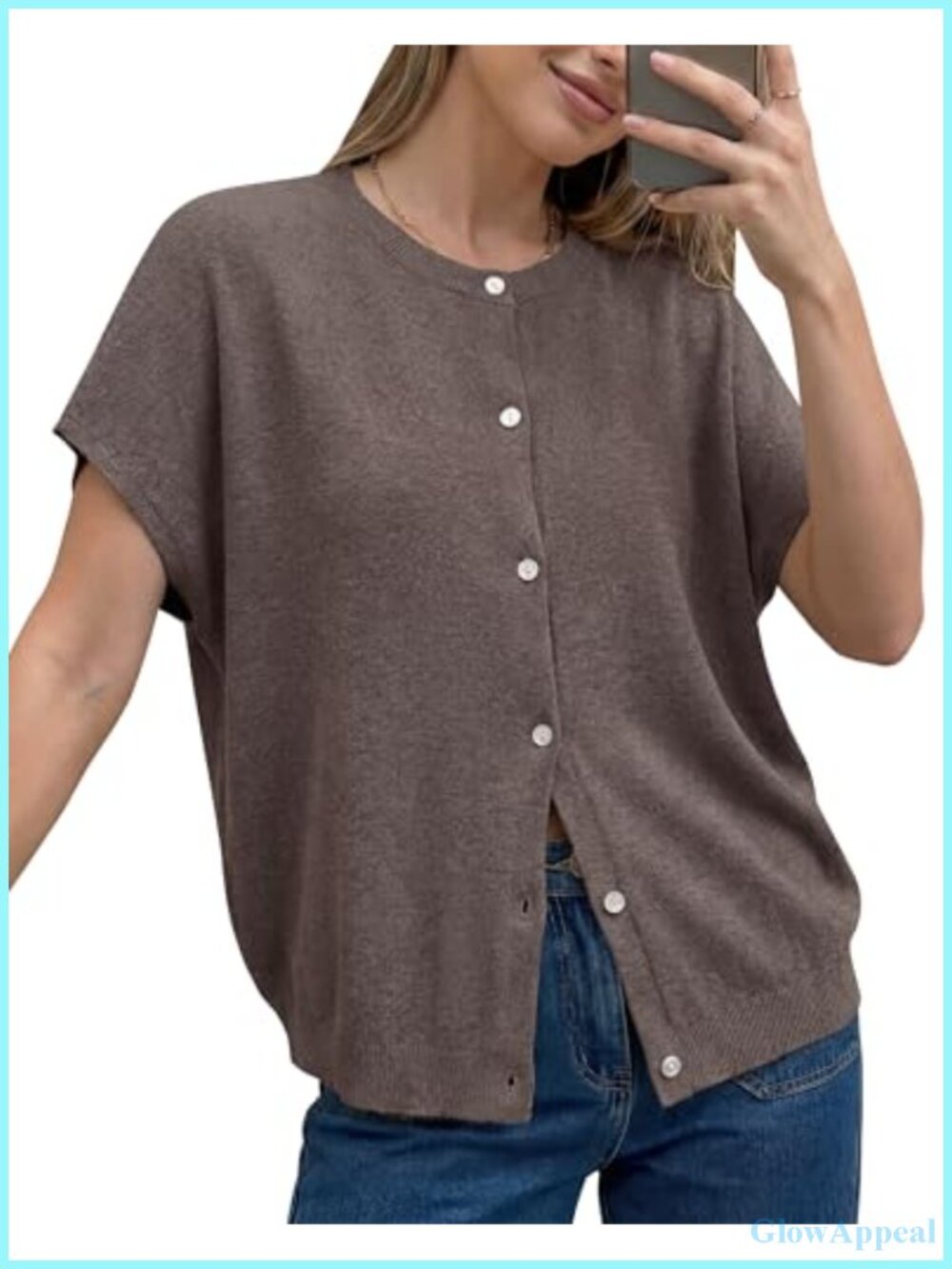 Wool Blend Oversized Batwing Short Sleeve Cardigan